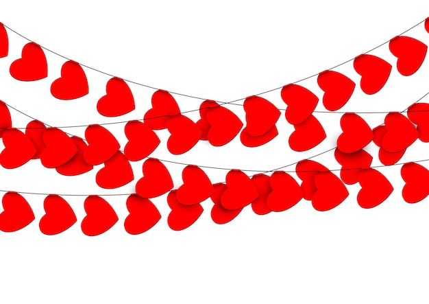 Vector red hearts garlands