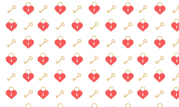 Red hearts and keys pattern