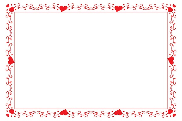 Red hearts ornate award frame border Valentines Day Card Border Square layout vector element