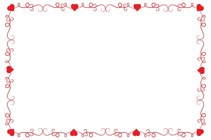 Vector red hearts ornate award frame border valentines day card border square layout vector element