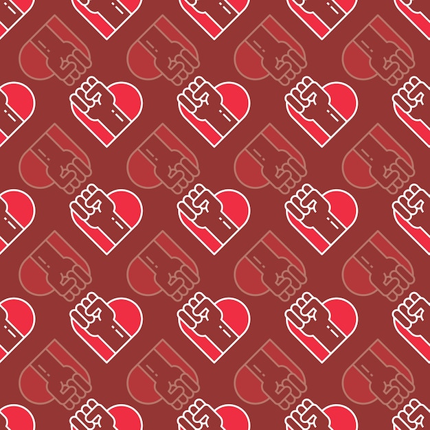 Red Hearts and Rights vector repeat pattern. Great for Kwanzaa, Black History projects