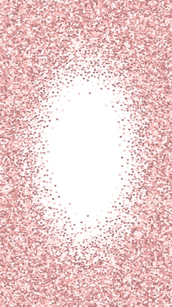Vector red hearts scattered on white background