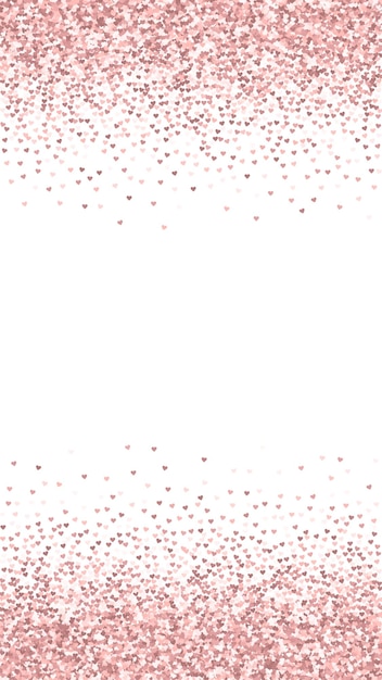 Vector red hearts scattered on white background