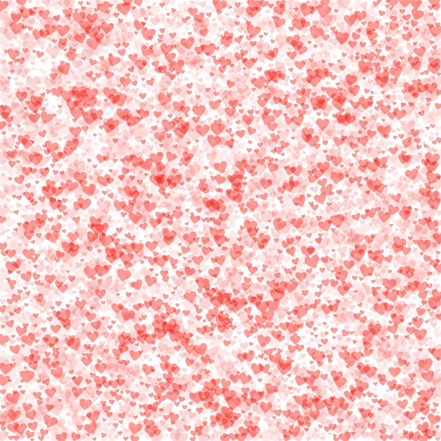 Vector red hearts scattered on white background