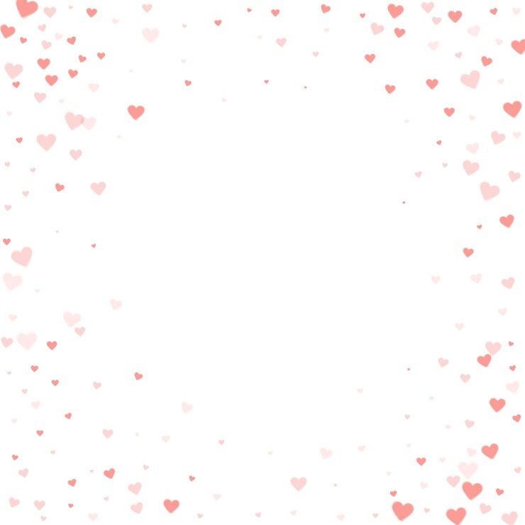 Vector red hearts scattered on white background