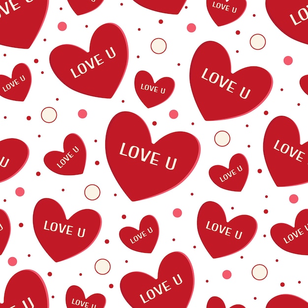 Red hearts seamless pattern. Background for gift boxes, wrapping paper, wallpapers, textiles, papers