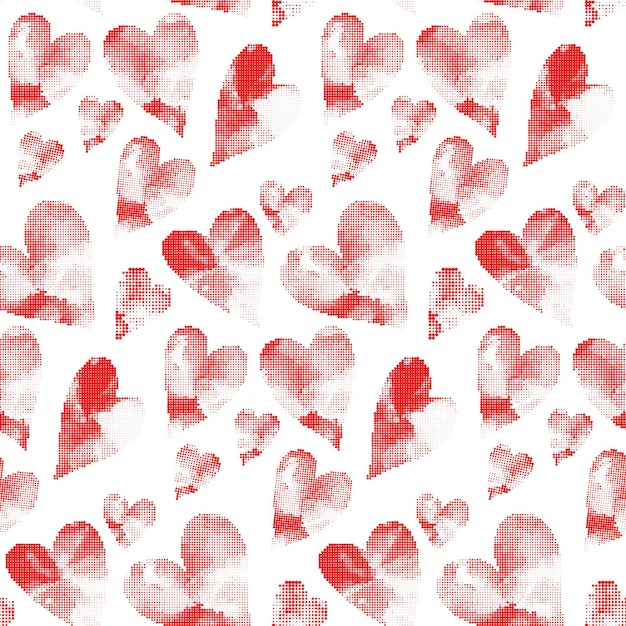 Vector red hearts seamless pattern