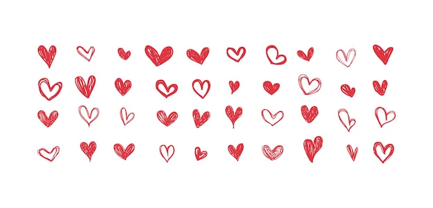 Vector red hearts set