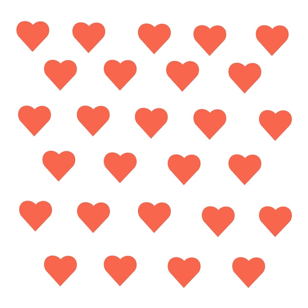 red hearts on white background