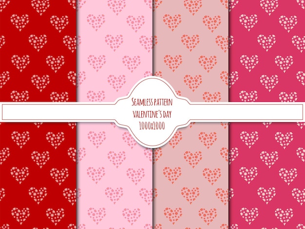 red hearts with flowers pattern on pink and red background vector grafic