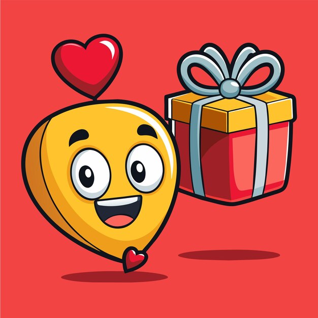 Vector red hearts with gift boxes for valentines day hand drawn sticker icon concept isolated illustration