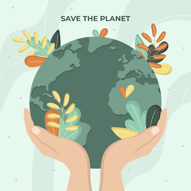 Red het planeetconcept met vegetatie