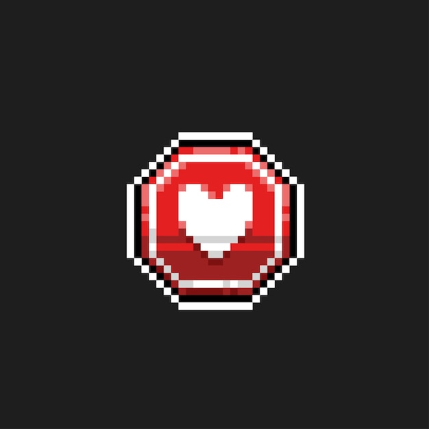 red hexagon love sign in pixel art style