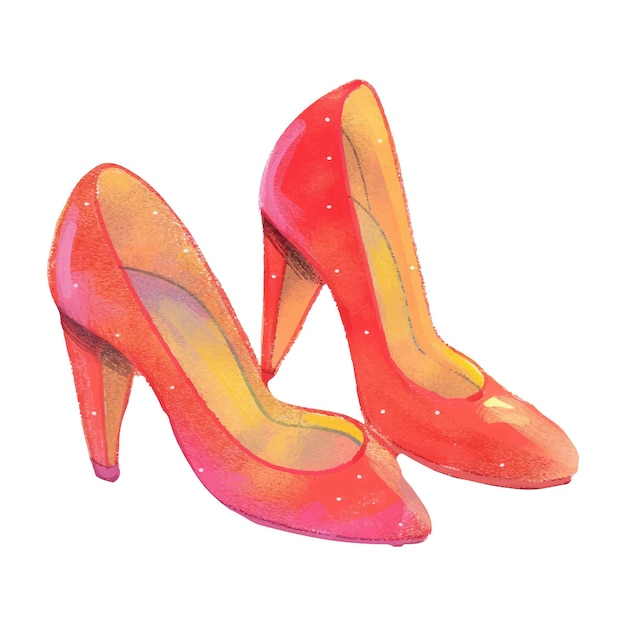 Red high heels shoes white background 6