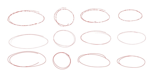 Red highlight circles vector doodle set