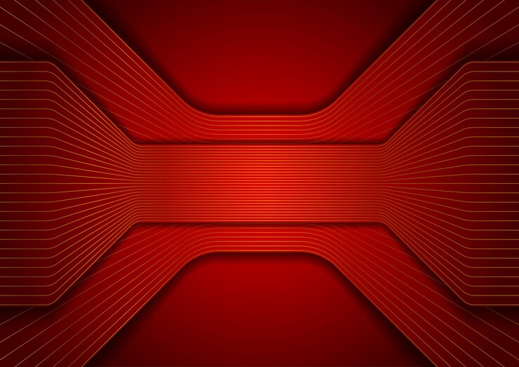 Vector red hitech abstract background with golden lines