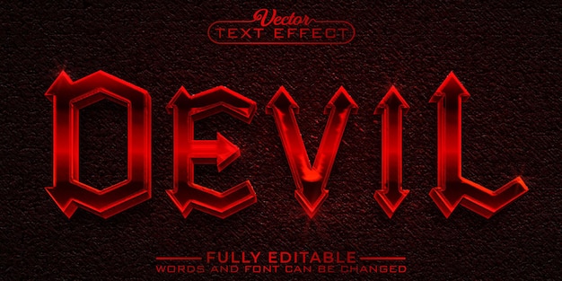 Vector red horror devil vector editable text effect template