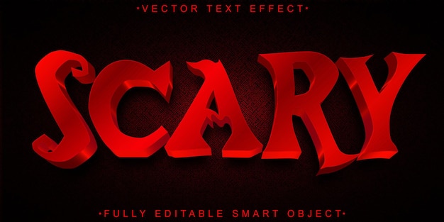 Vector red horror scary vector volledig bewerkbaar smart object text effect