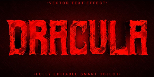 Red Horror Vampire Dracula Vector Volledig bewerkbaar Smart Object Text Effect