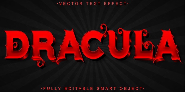 Red Horror Vampire Dracula Vector Volledig bewerkbaar Smart Object Text Effect