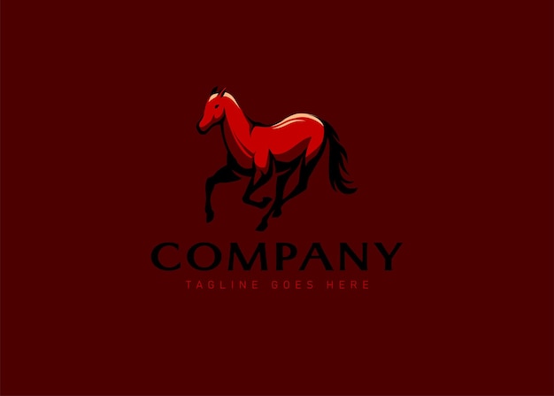 Vector red horse running vintage moderne logo ontwerpsjabloon