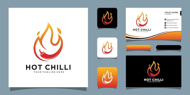 Red hot chili logo design concept векторный шаблон дизайна логотипа с острым перцем Premium векторы