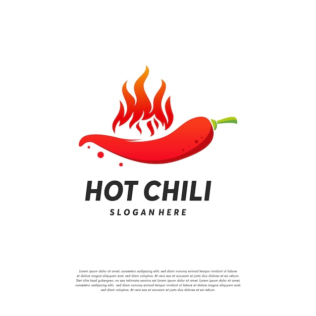 Вектор концепции дизайна логотипа Red Hot Chili, шаблон дизайна логотипа Spicy Pepper