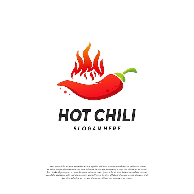 Вектор концепции дизайна логотипа red hot chili, шаблон дизайна логотипа spicy pepper