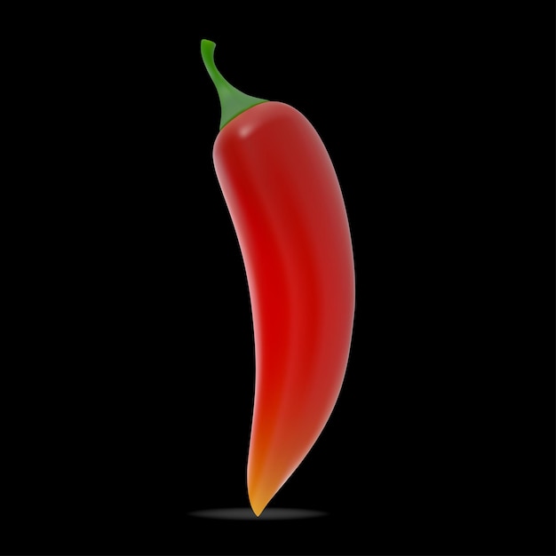 Red hot chili pepper Fresh organic chili pepper isolated on a black background Realistic Red Chili