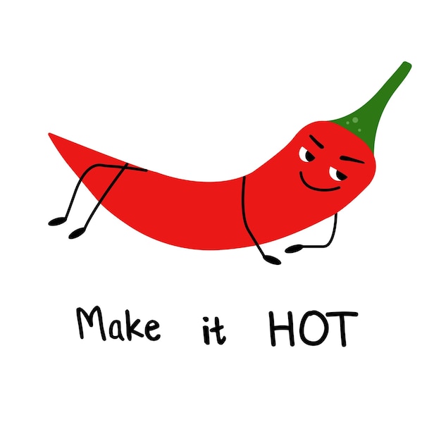 Red hot chili pepper illustration filthy funny cartoon character hot horny red pepper for print