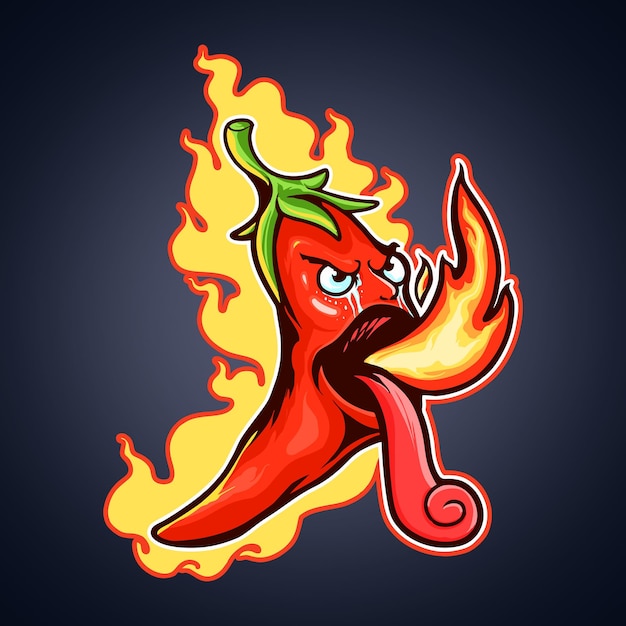 Vector red hot chili pepper mascot logo vector illustration