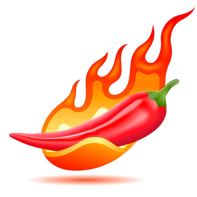 Вектор red hot chili pepper в огне