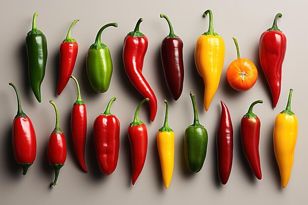 Red hot chili peppers on white background mexican spicy cuisine