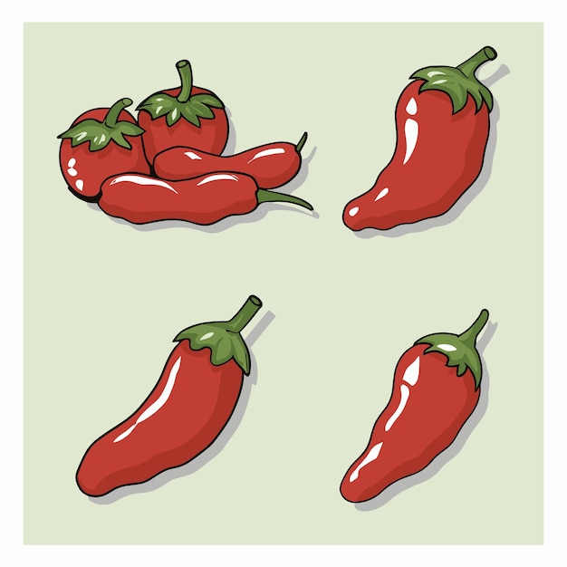 Vector red hot chili peppers