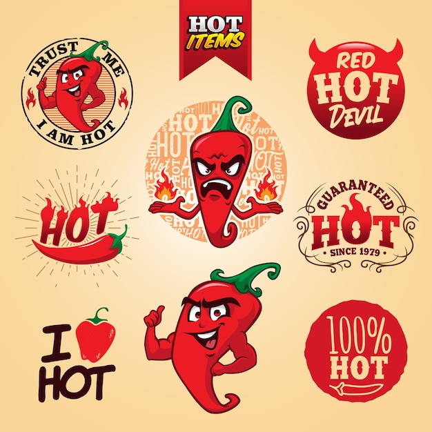 Вектор Шаблон логотипа red hot chilli