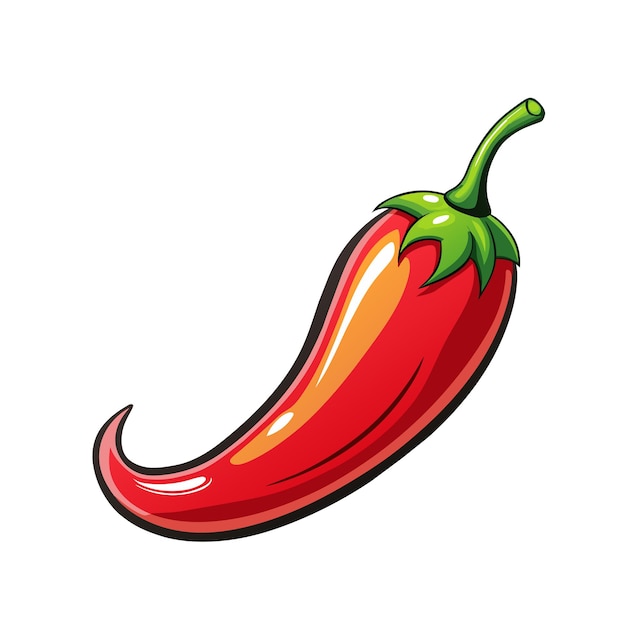 Vector red hot chilly pepper food ingridient on white