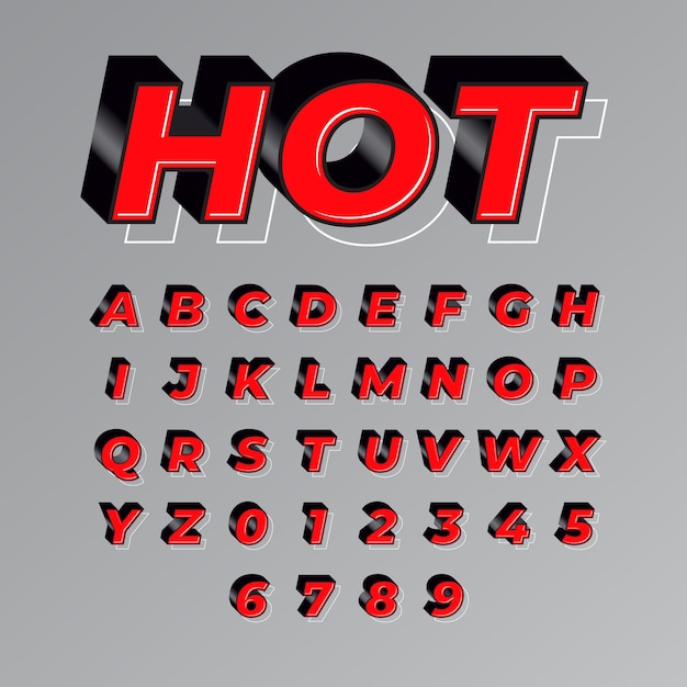 Вектор Красный горячий современный и смелый эффект шрифта
