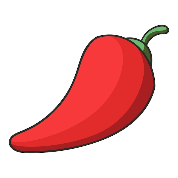 Иконка красного горячего натурального перца чили Карикатурная иллюстрация векторной иконки красного горячего натурального перца чили для веб-дизайна