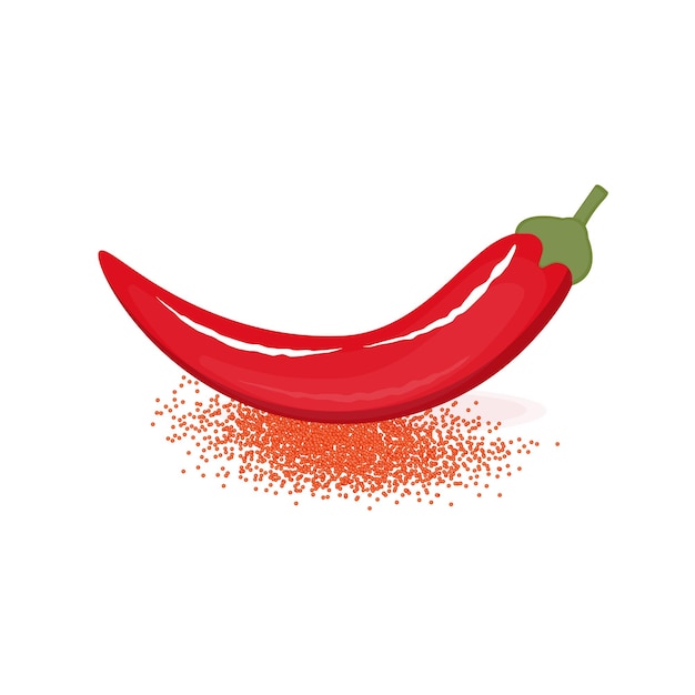 Vector red hot pepper and paprika isolated on white background vector illustration of fresh vegetables and spicy seasonings in cartoon flat style