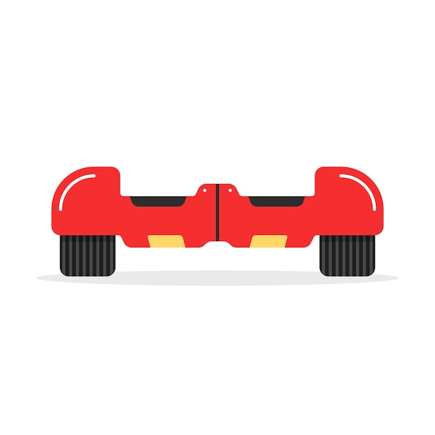 影付きの赤いホバーボードアイコン。イノベーション、スポーツ、ジャイロスコープ、タイヤ、ストリートアクティビティ、マシン、ガジェットの概念。白い背景で隔離。フラットスタイルのトレンドロゴデザインベクトルイラスト