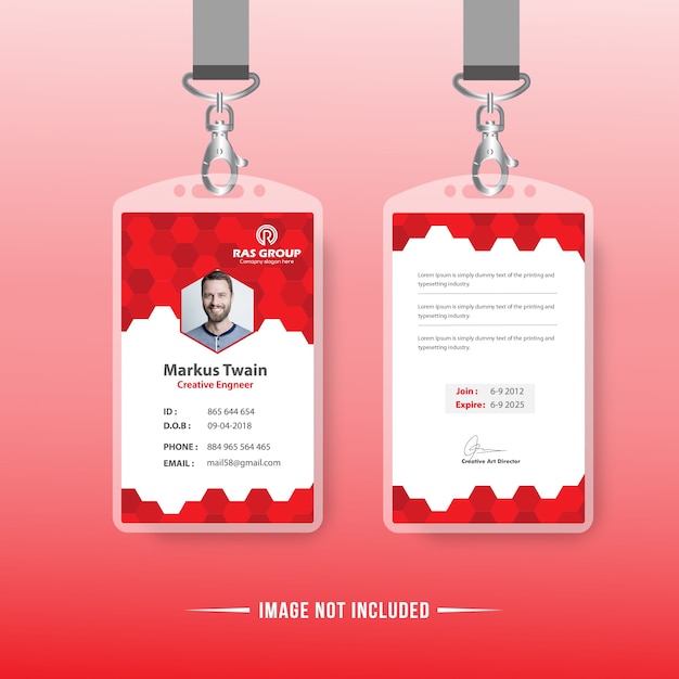 Red identification or id card design for office