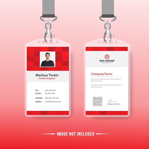 Identificazione rossa o id card design per office