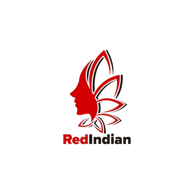 Vector red indian face logo design  template