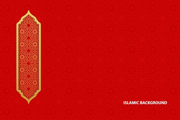 Red islamic background with golden ornament Vector