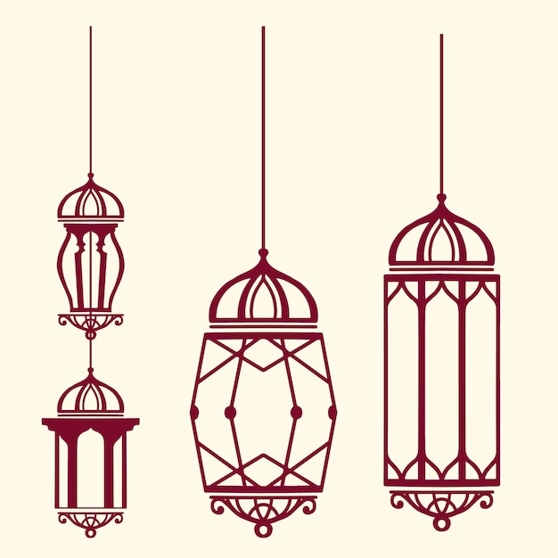 Red Islamic Chandelier Silhouette Collection