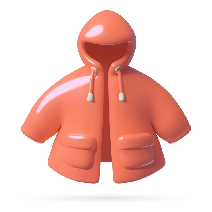 Vector red jacket d vector illustration three dimension children autumn fashion raincoat icon