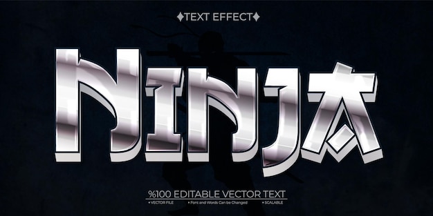 Vector red japan ninja editable vector text effect