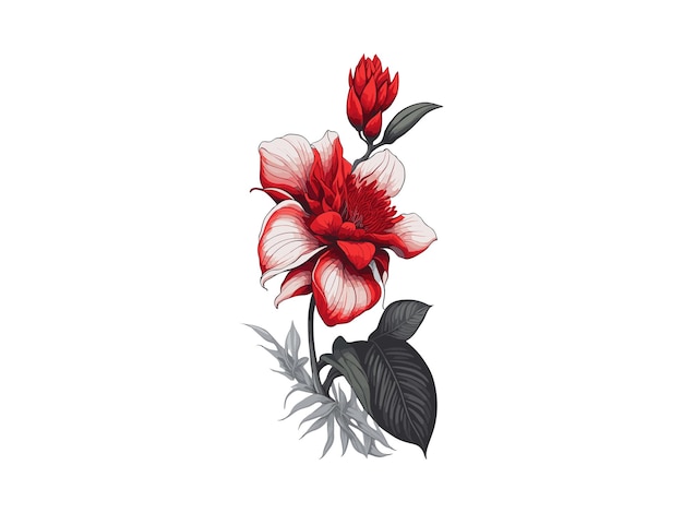 red jasmine Flower Beautiful Cartoon style red flowers Ai