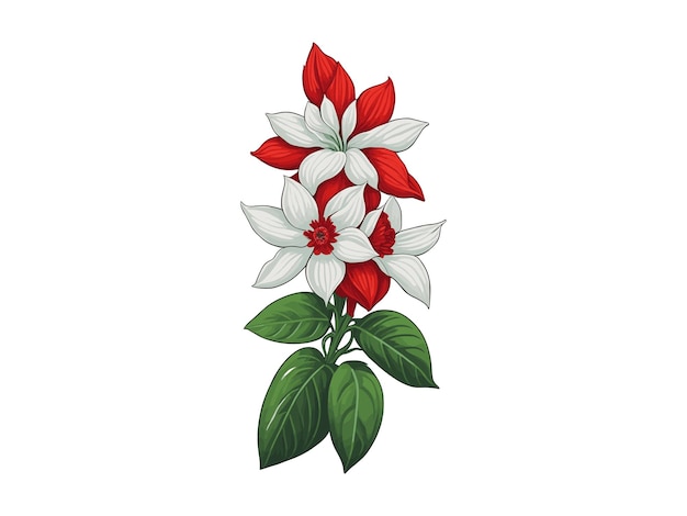 red jasmine Flower Beautiful Cartoon style red flowers Ai