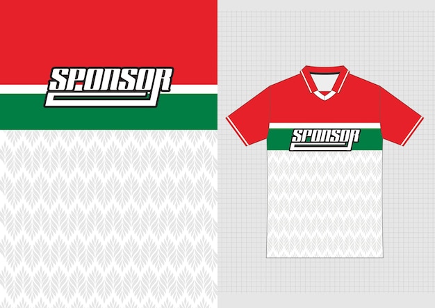 Red jersey with a combination of green and white which looks contemporary